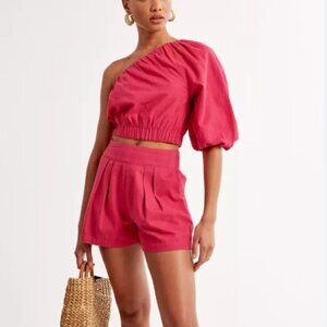 NWOT Abercrombie one-shoulder linen blend top